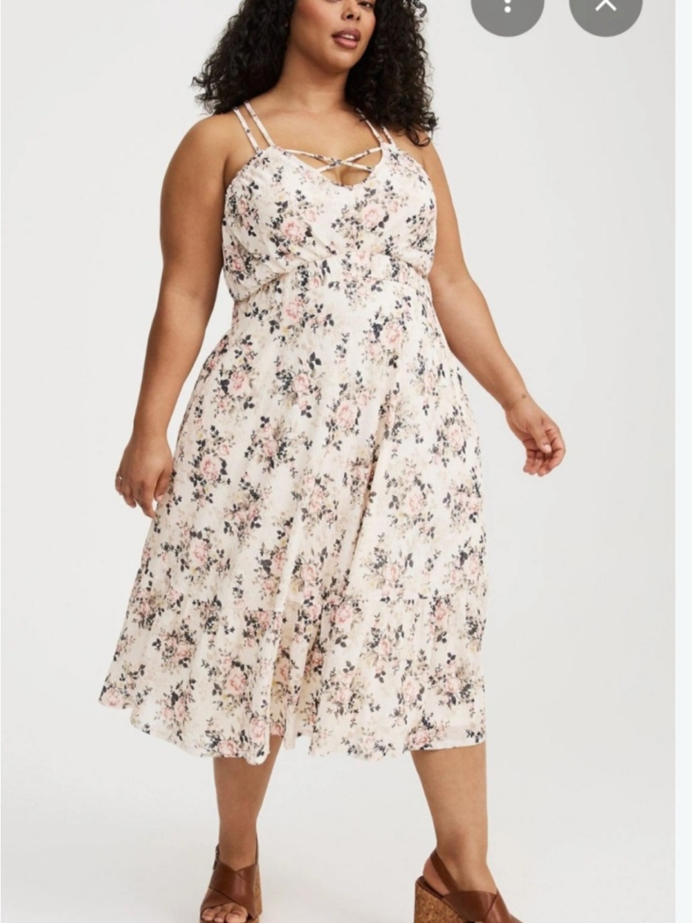NWT torrid Cream Maxi Dress with Pink Floral Print
